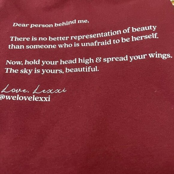 NWT dear body Crew Neck Sweatshirt by love, lexxi Dear Person Behind Me message - Picture 4 of 4